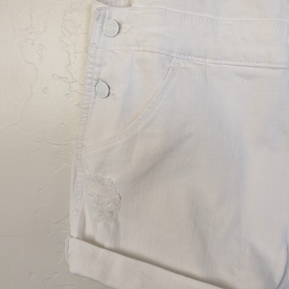 Levi's Denizen White Denim Bib Shortalls 90s Aesthetic Utility Chic - Picture 4 of 13